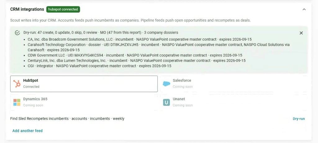 SCOUT CRM dry-run preview before a write